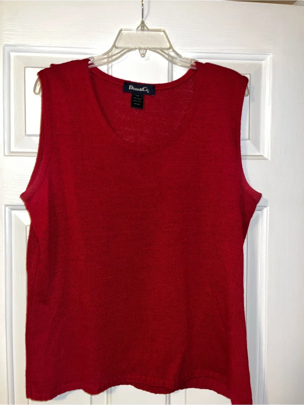 Denim&Co Red Knit Button-Front Cardigan with Matching Shell - 2 piece set